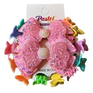 Pink Glitter Hair Bow Set